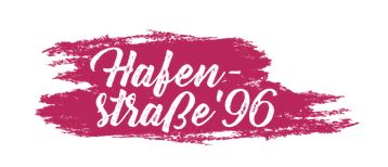 Hafenstraße'96, weiß auf pink geschrieben.