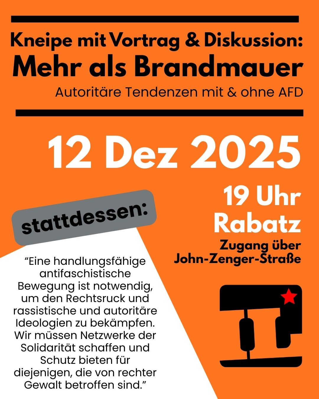 12. Dezember 19:00 | KNEIPE mit Vortrag & Diskussion: Mehr als Brandmauer – Autoritäre Tendenzen mit & ohne AFD